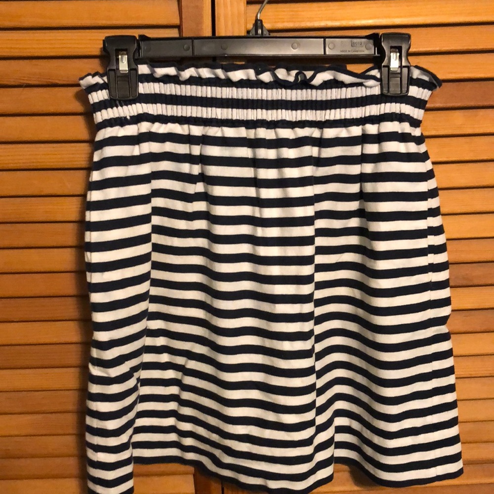 J Crew linen pull on skirt navy/white size 2
